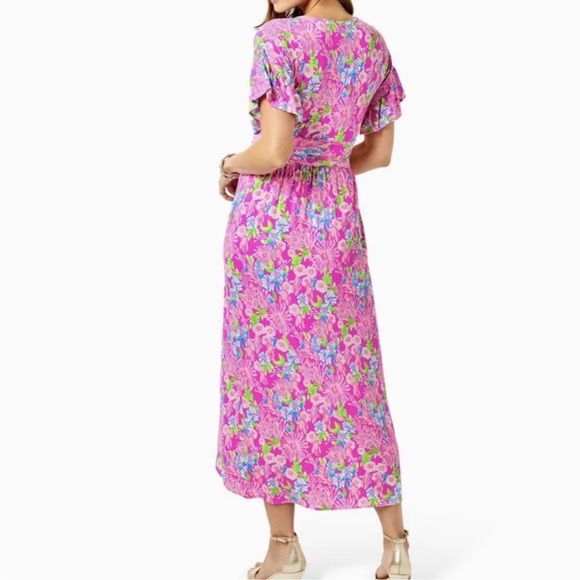 Lilly Pulitzer Anchorage Faux Wrap Floral Midi Dress Size M - Picture 5 of 13